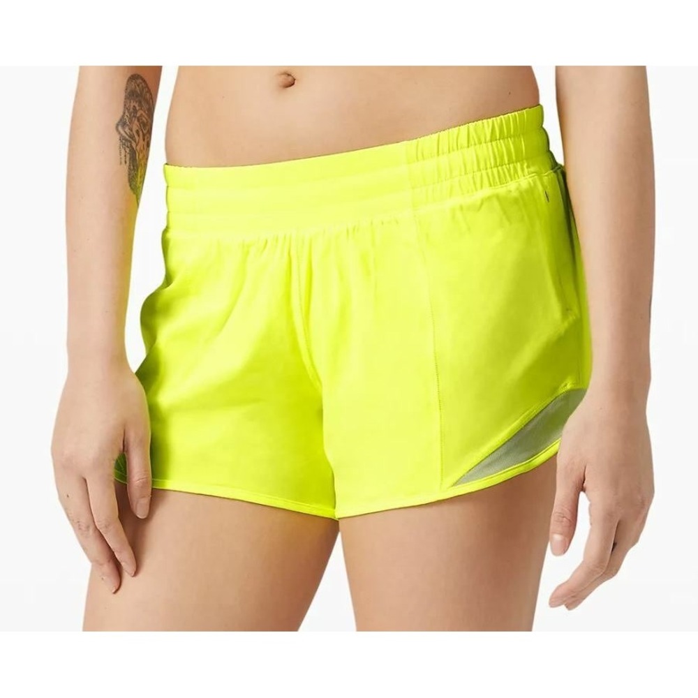 Lululemon Hotty Hot High Rise Lined Shorts Neon Yellow Size 12 Activewear